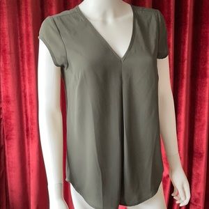 Halogen Cap Sleeve Olive Blouse Size XS